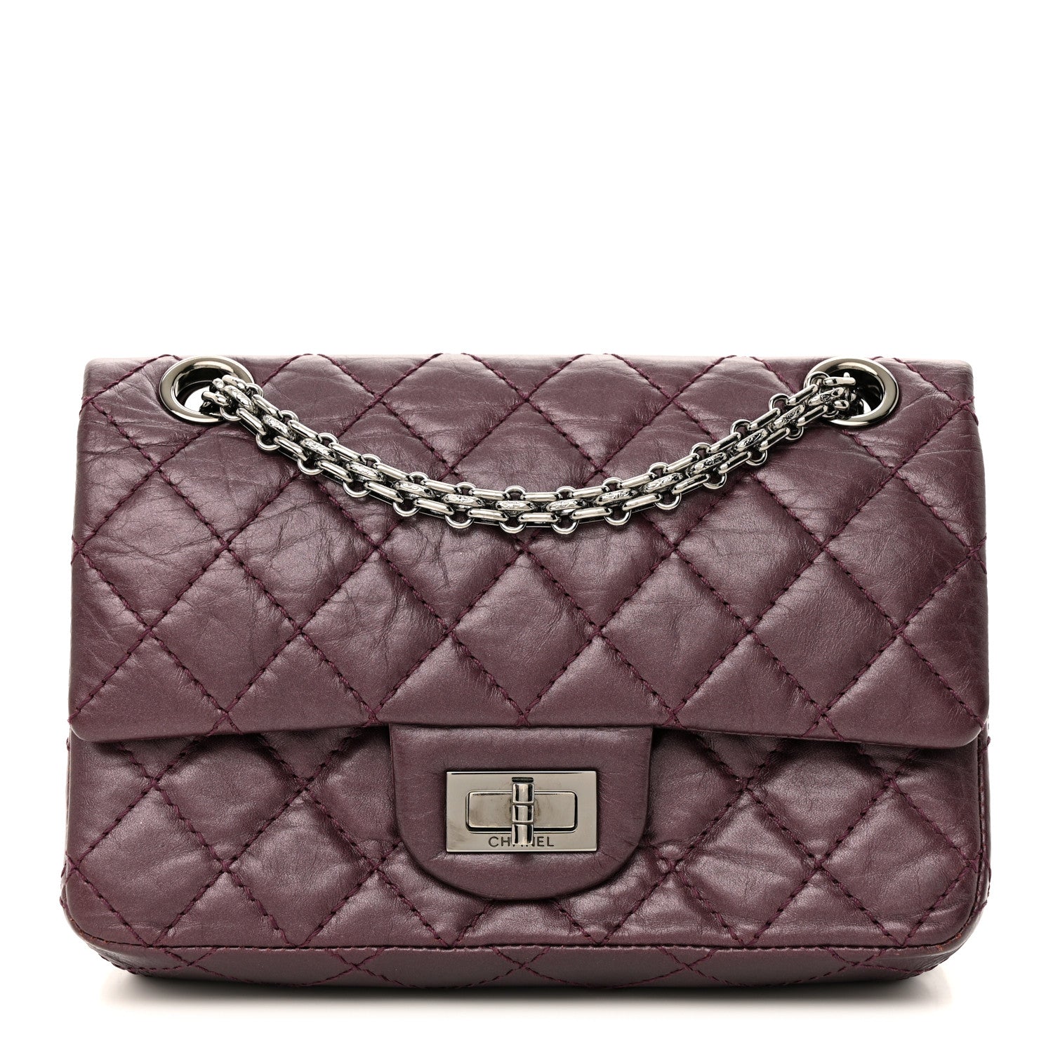 Chanel Metallic Calfskin Quilted 2.55 Reissue 224 Flap Purple 1 of 10
