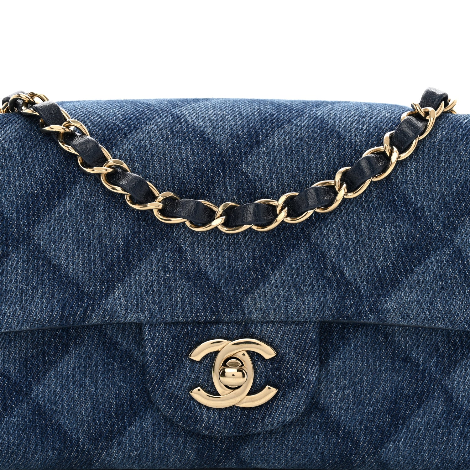 Chanel Printed Denim Quilted Mini Rectangular Flap Dark Blue 5 of 11