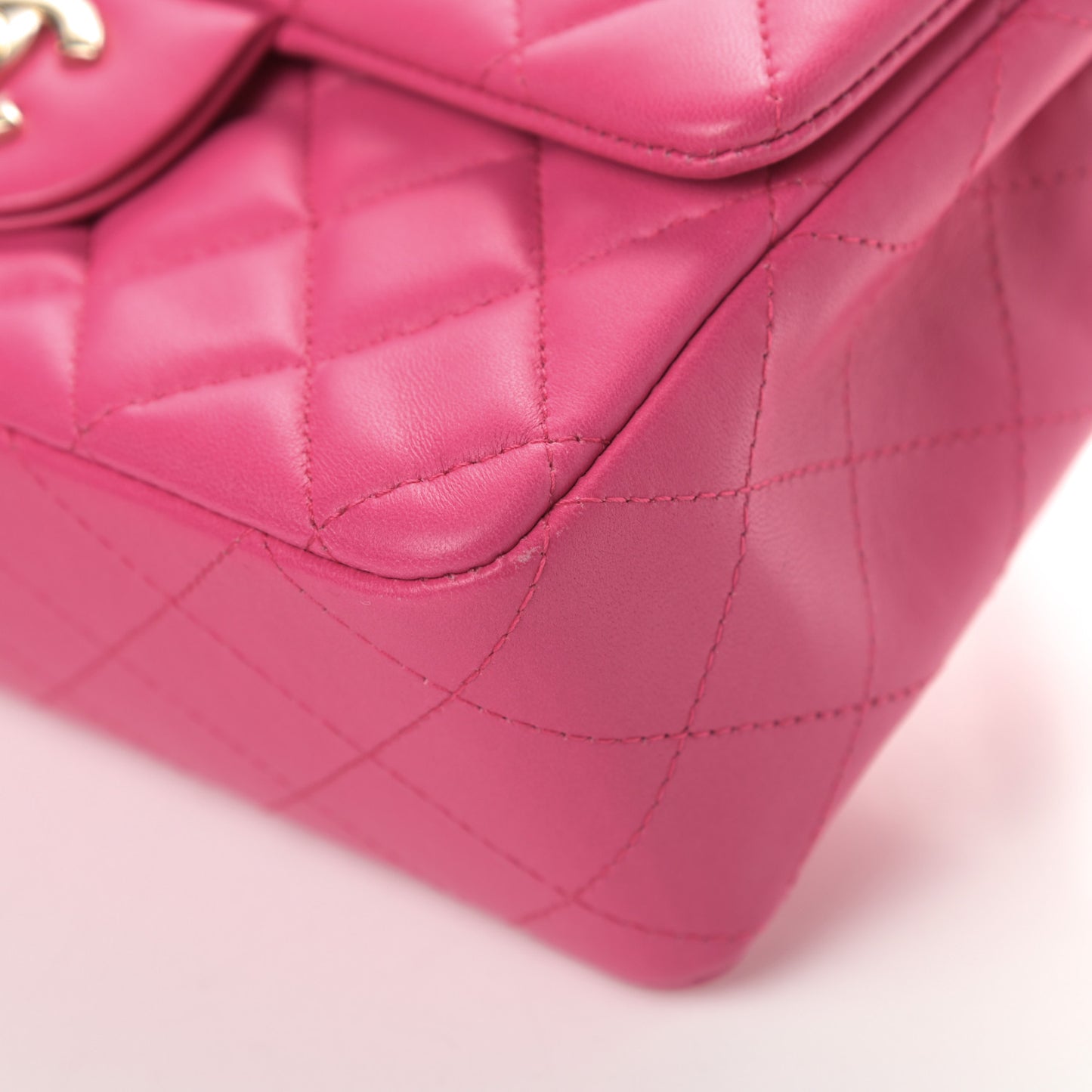 Lambskin Quilted Mini Rectangular Flap Dark Pink