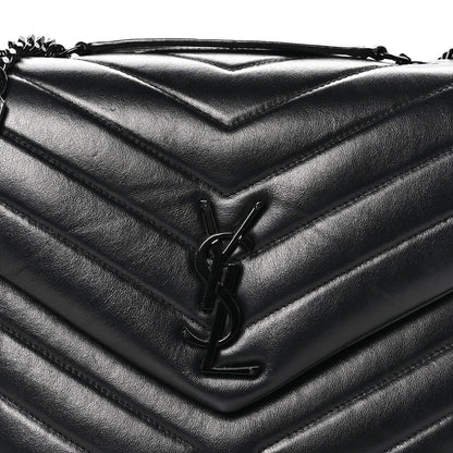 Saint Laurent Calfskin Y Quilted Monogram Monochrome Medium Loulou Chain Satchel Black 8 of 11