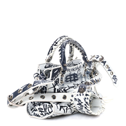 Balenciaga Agneau Arena Graffiti Neo Cagole Handbag XS White Black 4 of 14