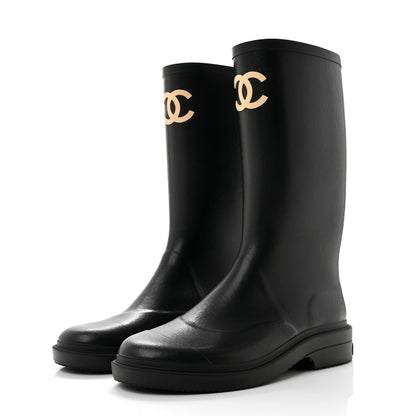 Chanel Caoutchouk CC High Boots 41 Black 4 of 10
