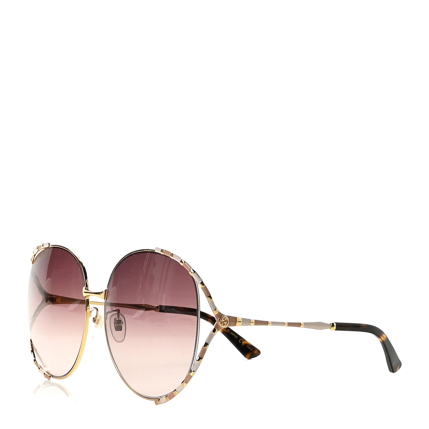Metal Round Frame GG0595S Sunglasses Gold Brown