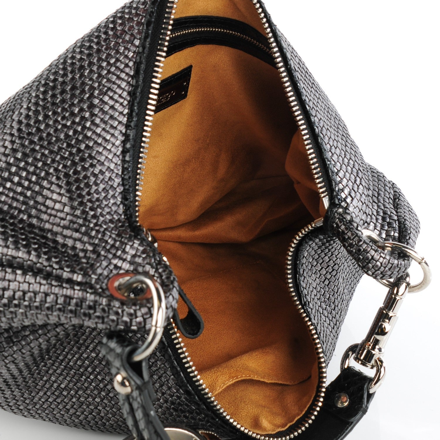 Jimmy Choo Metallic Woven Leather Solar S Hobo Old Silver 5 of 7