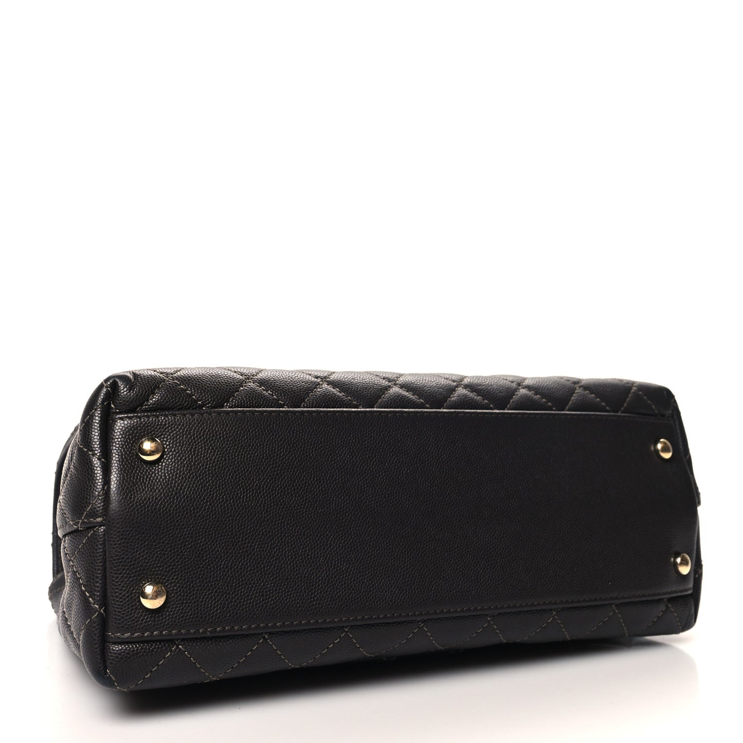 Caviar Contrast Stitch Small Coco Chain Handle Flap Dark Grey