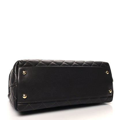 Chanel Caviar Contrast Stitch Small Coco Chain Handle Flap Dark Grey 4 of 14