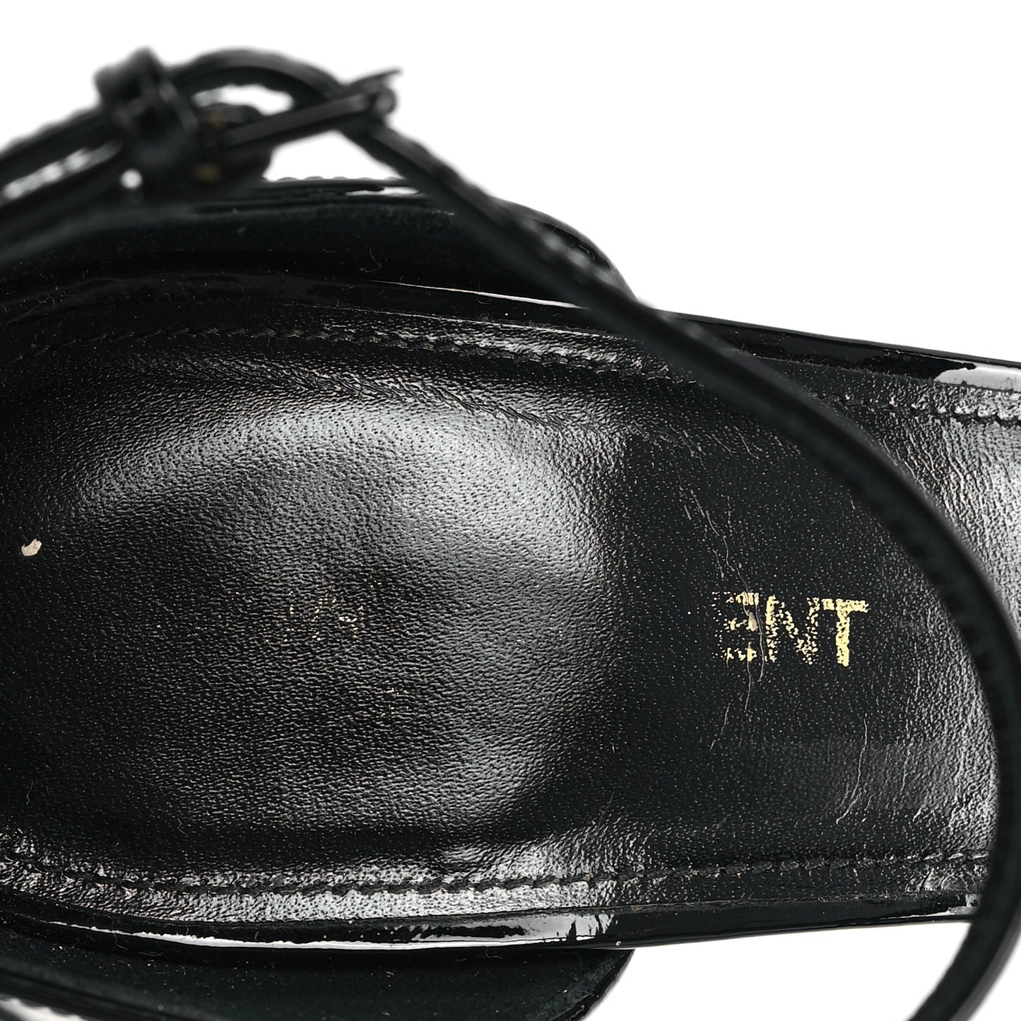 Patent Calfskin Opyum 110 Sandals 37.5 Black Gold