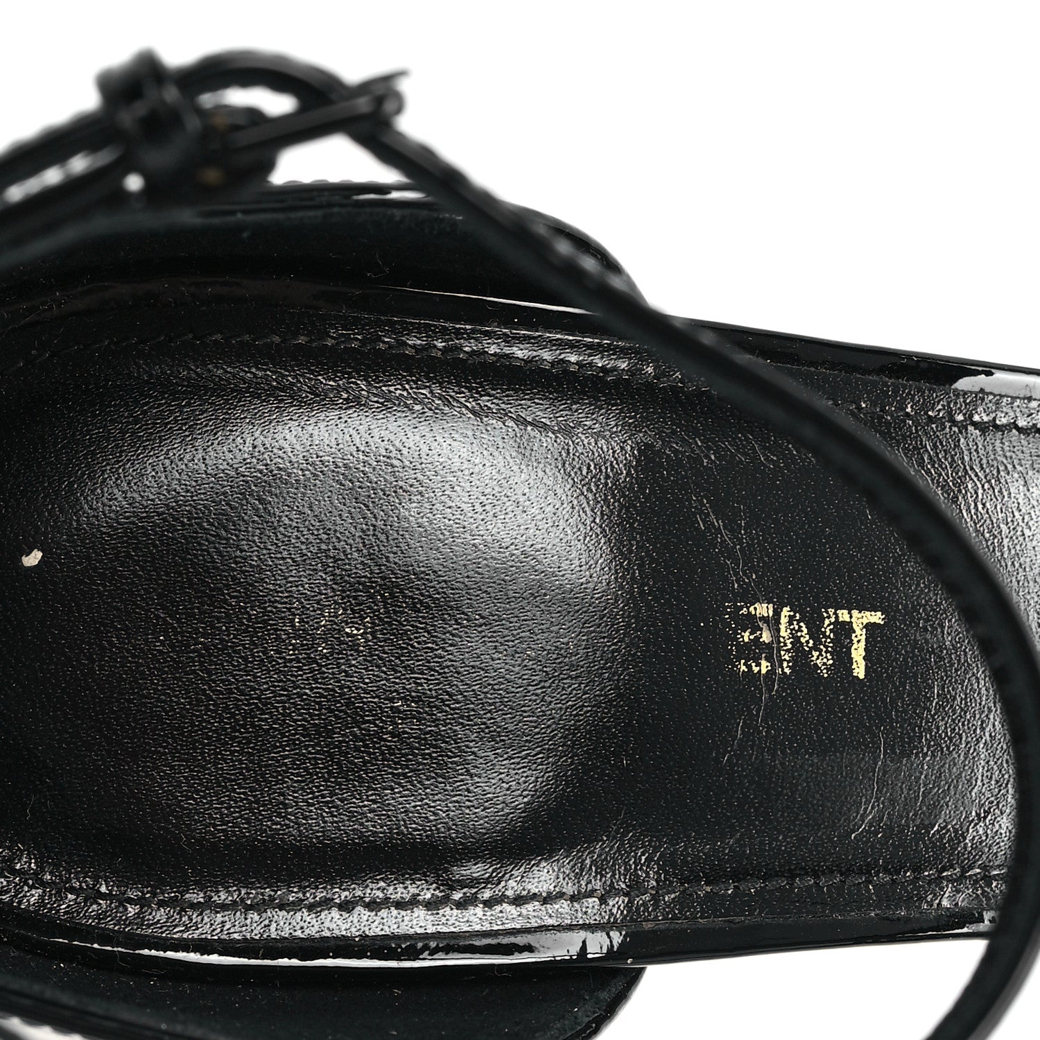 Saint Laurent Patent Calfskin Opyum 110 Sandals 37.5 Black Gold 8 of 10