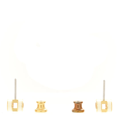 Hermes Gold Lacquered Mini Pop H Earrings White 3 of 5