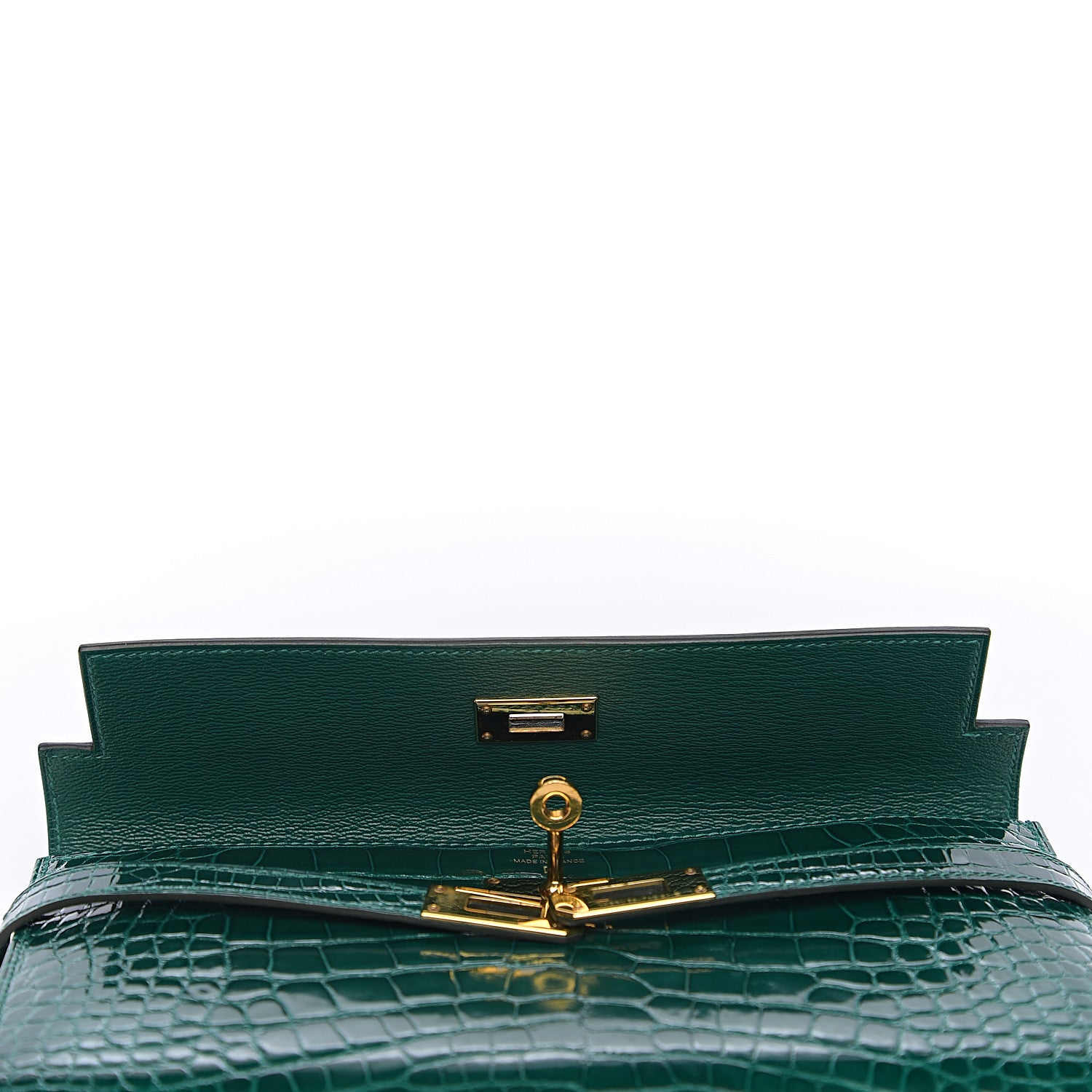 Hermes Shiny Alligator Kelly Longue Wallet Vert Emeraude 10 of 22