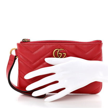 Gucci Calfskin Matelasse GG Marmont Wrist Wallet Hibiscus Red 2 of 9