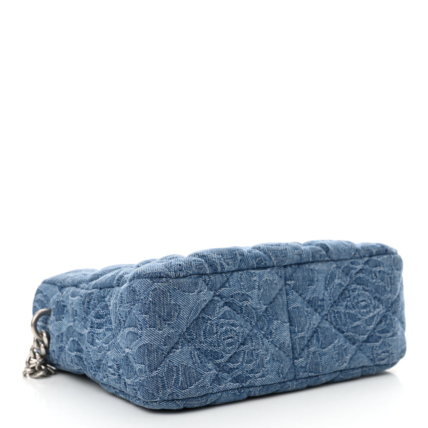 Denim Quilted Camellia Sweetheart Small Hobo Blue