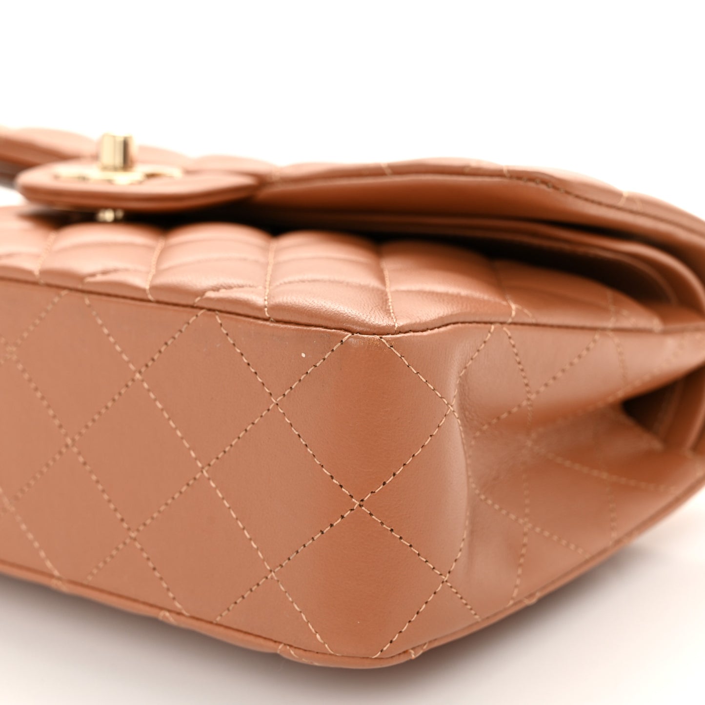 Lambskin Quilted Small Double Flap Brown