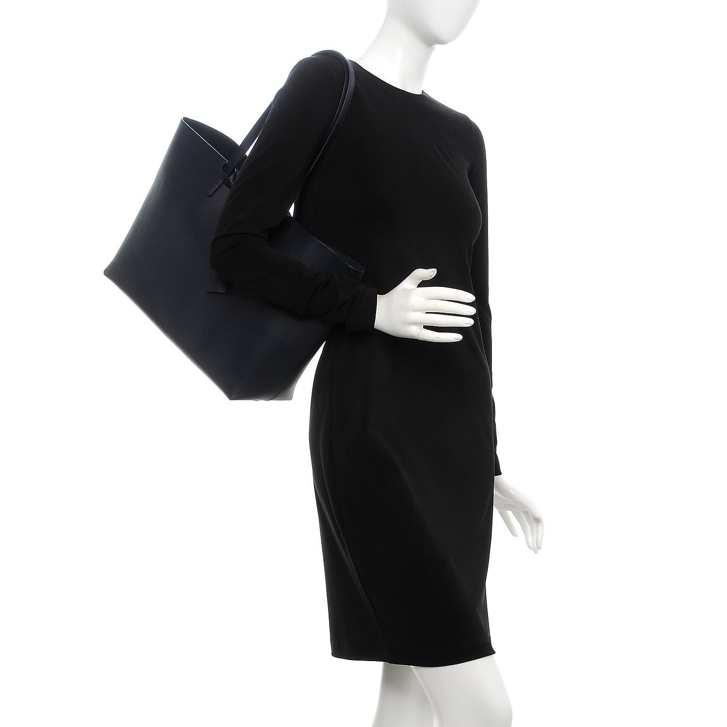 Saint Laurent Calfskin Large Shopping Tote Deep Marine 2 of 9