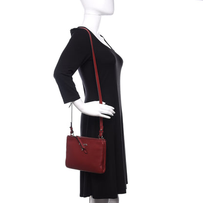 Prada Vitello Phenix Double Zip Crossbody Bag Rubino 2 of 10