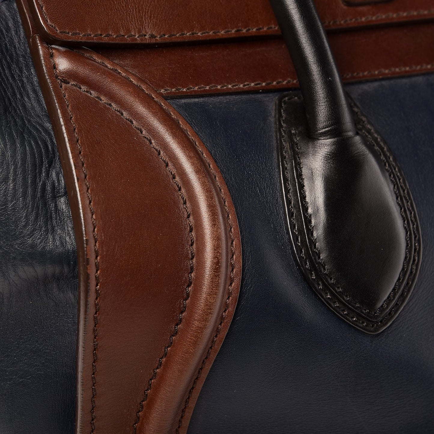 Smooth Calfskin Mini Tri-Color Luggage Navy