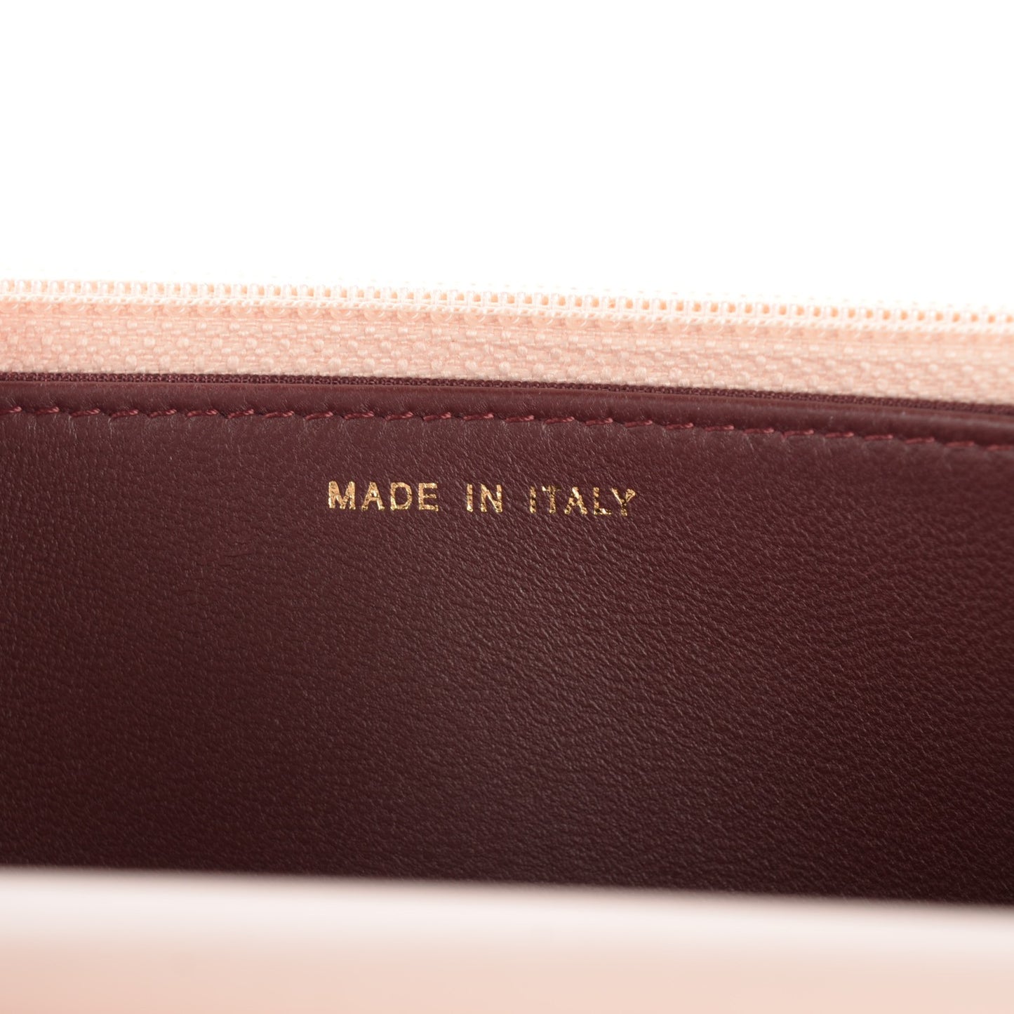 Lambskin Quilted Wallet On Chain WOC Light Pink Burgundy