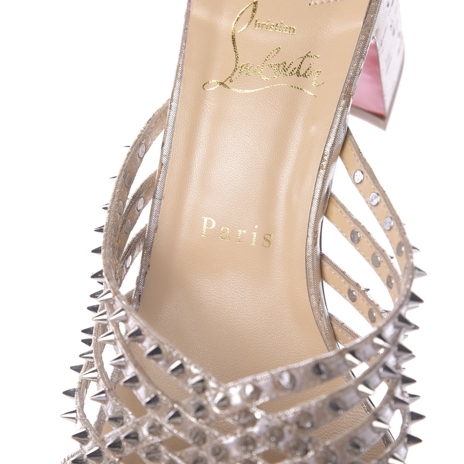 Christian Louboutin Liege Pepite Marthaspike 55 Slide Sandals 40 Gold Silver 8 of 10