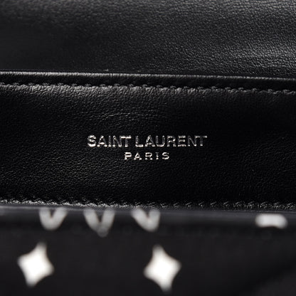 Saint Laurent Cotton Bandana Y Quilted Monogram Toy Loulou Crossbody Bag Black White 7 of 11