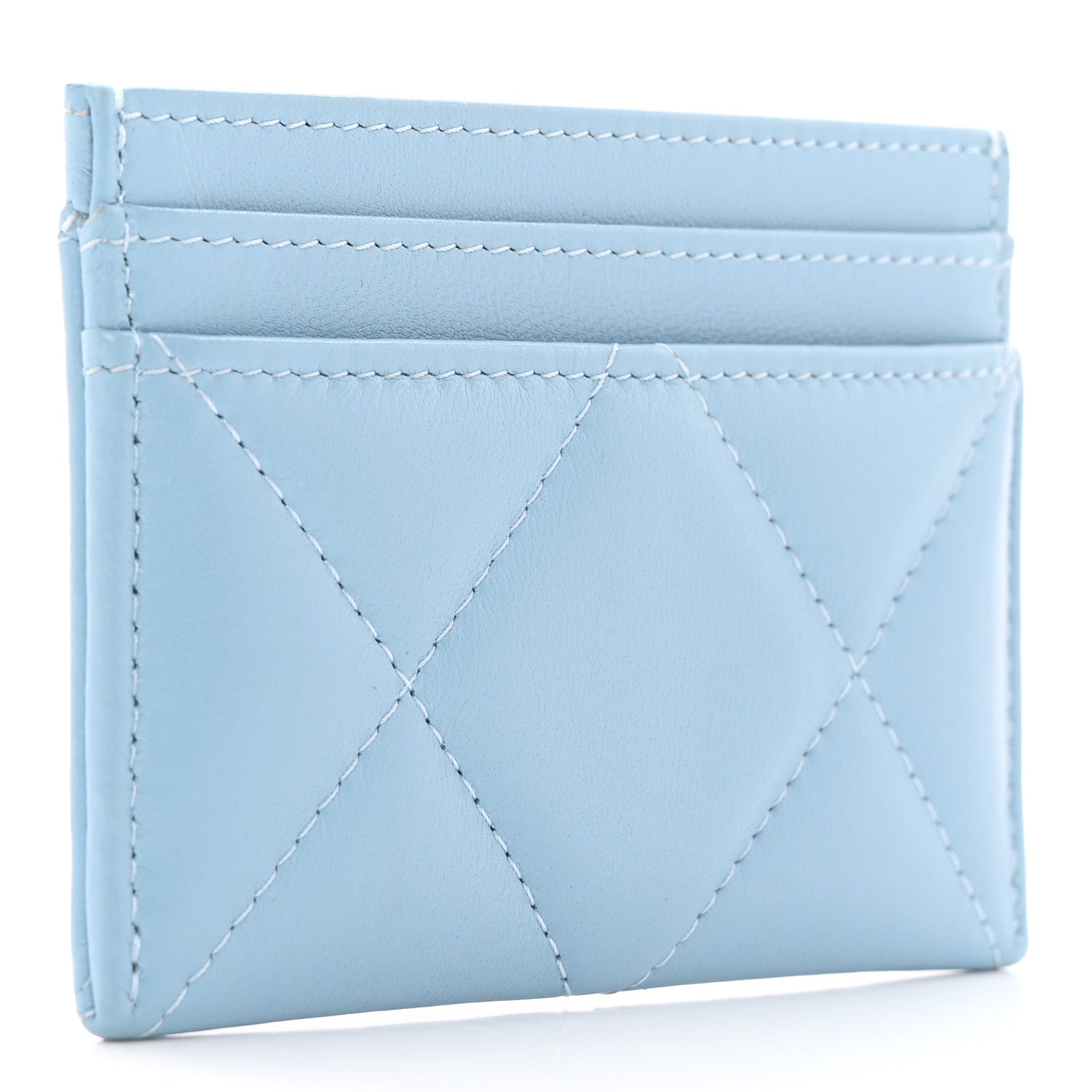 Chanel Lambskin Quilted Chanel 19 Card Holder Light Blue 3 of 9