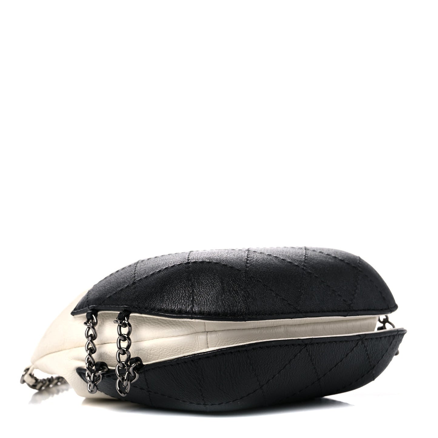 Aged Calfskin Quilted Small Gabrielle Bucket White Black