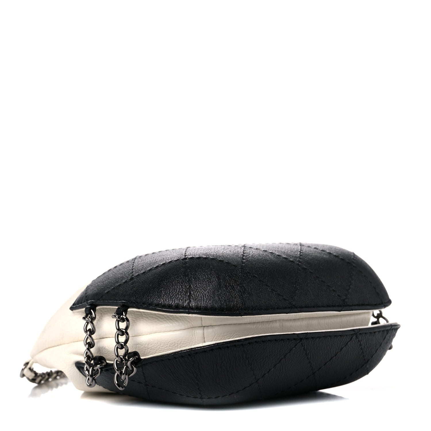 Chanel Aged Calfskin Quilted Small Gabrielle Bucket White Black 4 of 12
