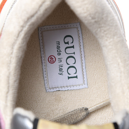 Gucci Calfskin Suede Mesh Lizard Embossed Womens Ultrapace Sneakers 40 Silver Anthracite Neon Orange 7 of 8