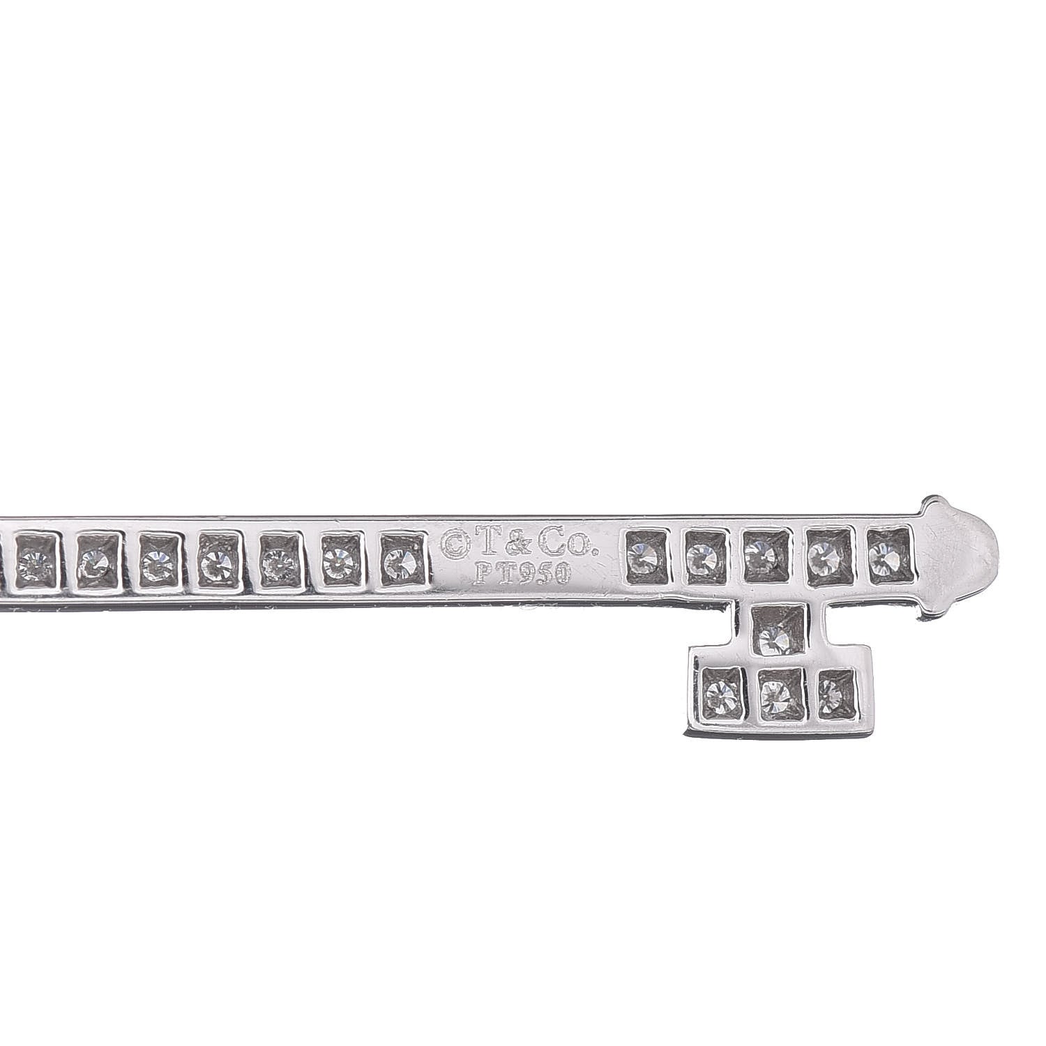 Tiffany Platinum Diamond Grace Key Pendant 3 of 3