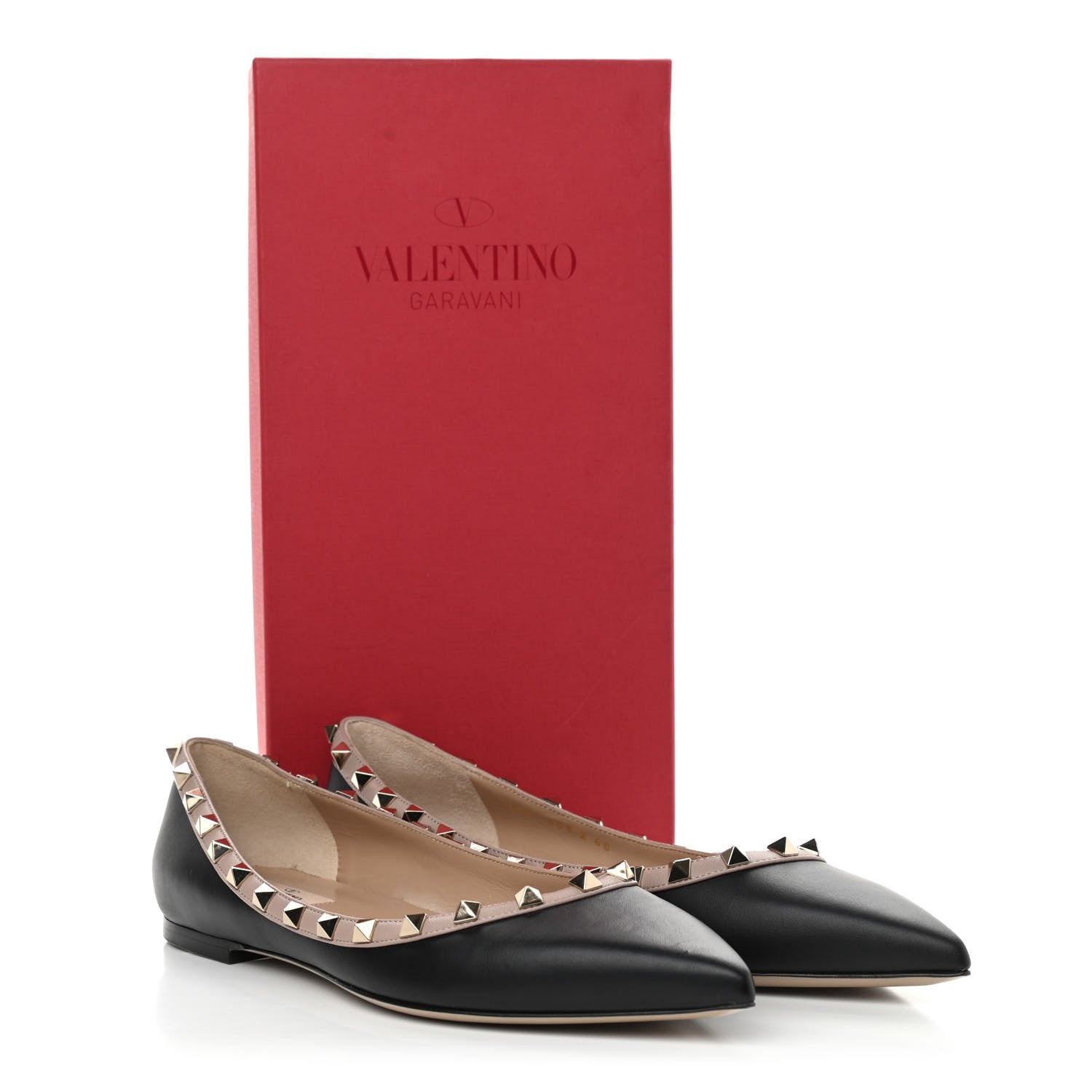 Valentino Garavani Vitello Rockstud Ballerina Flats 40 Black Poudre 11 of 11