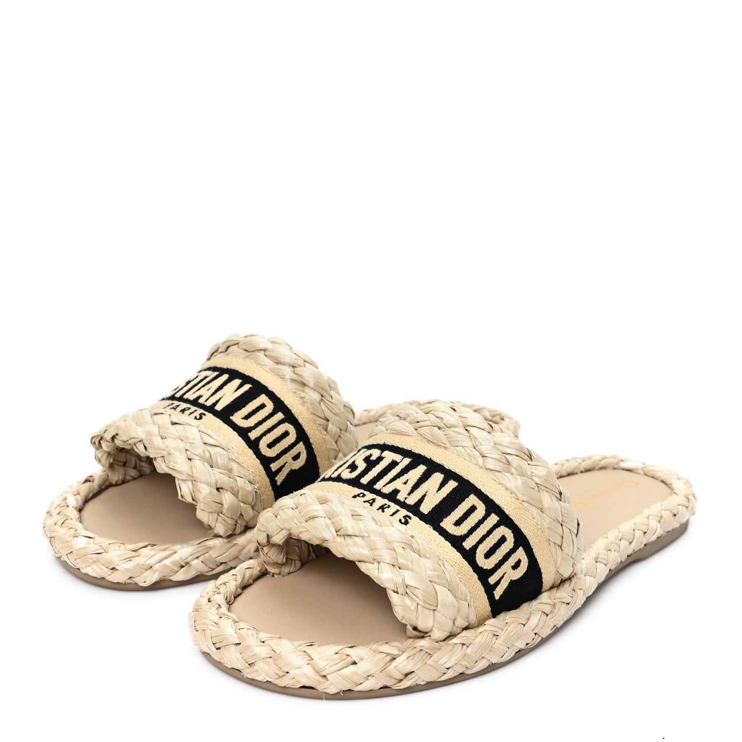 Raffia Embroidered Dway Mules Slide Sandals 38 Jute