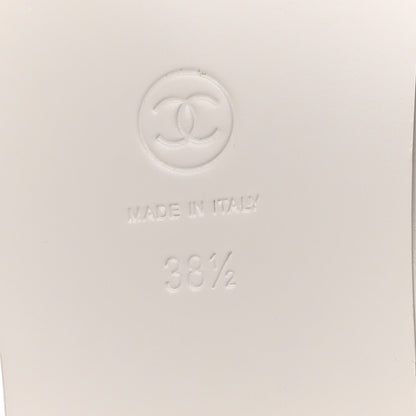 Chanel Goatskin CC Times Square Thong Sandals 38.5 White 7 of 9