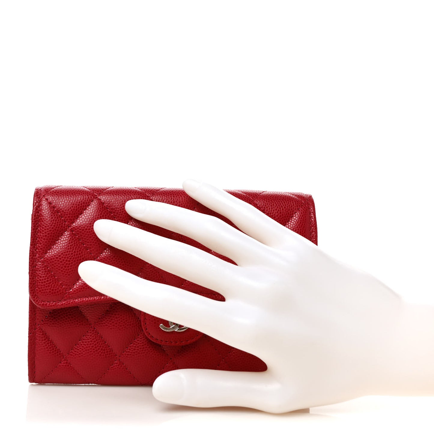 Caviar Quilted Medium Flap Wallet Dark Pink