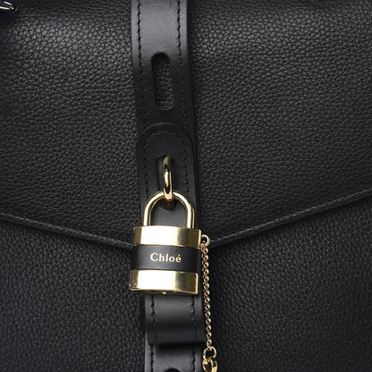 Chloe Grained Deerskin Shiny Calfskin Large Aby Day Shoulder Bag Black 7 of 15