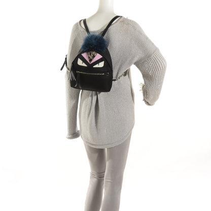 Fendi Nylon Vitello Fox Goat Fur Monster Eyes Mini Backpack Black Multicolor Sky 2 of 7