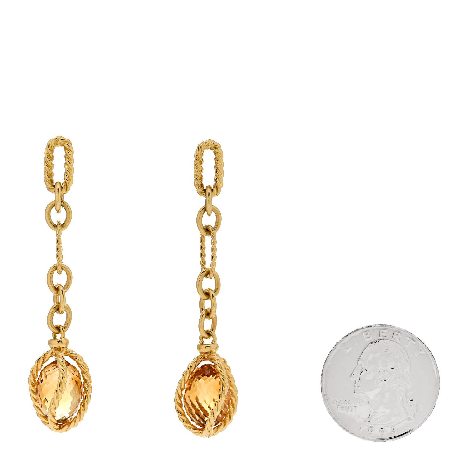 David Yurman 18K Yellow Gold Citrine Lantana Drop Earrings 2 of 4