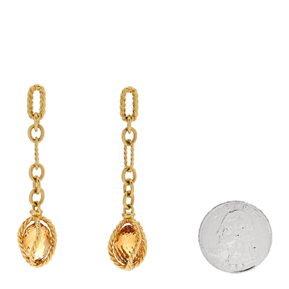 David Yurman 18K Yellow Gold Citrine Lantana Drop Earrings 2 of 4