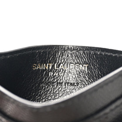 Saint Laurent Grain De Poudre Matelasse Chevron Monogram Credit Card Case Black 6 of 8