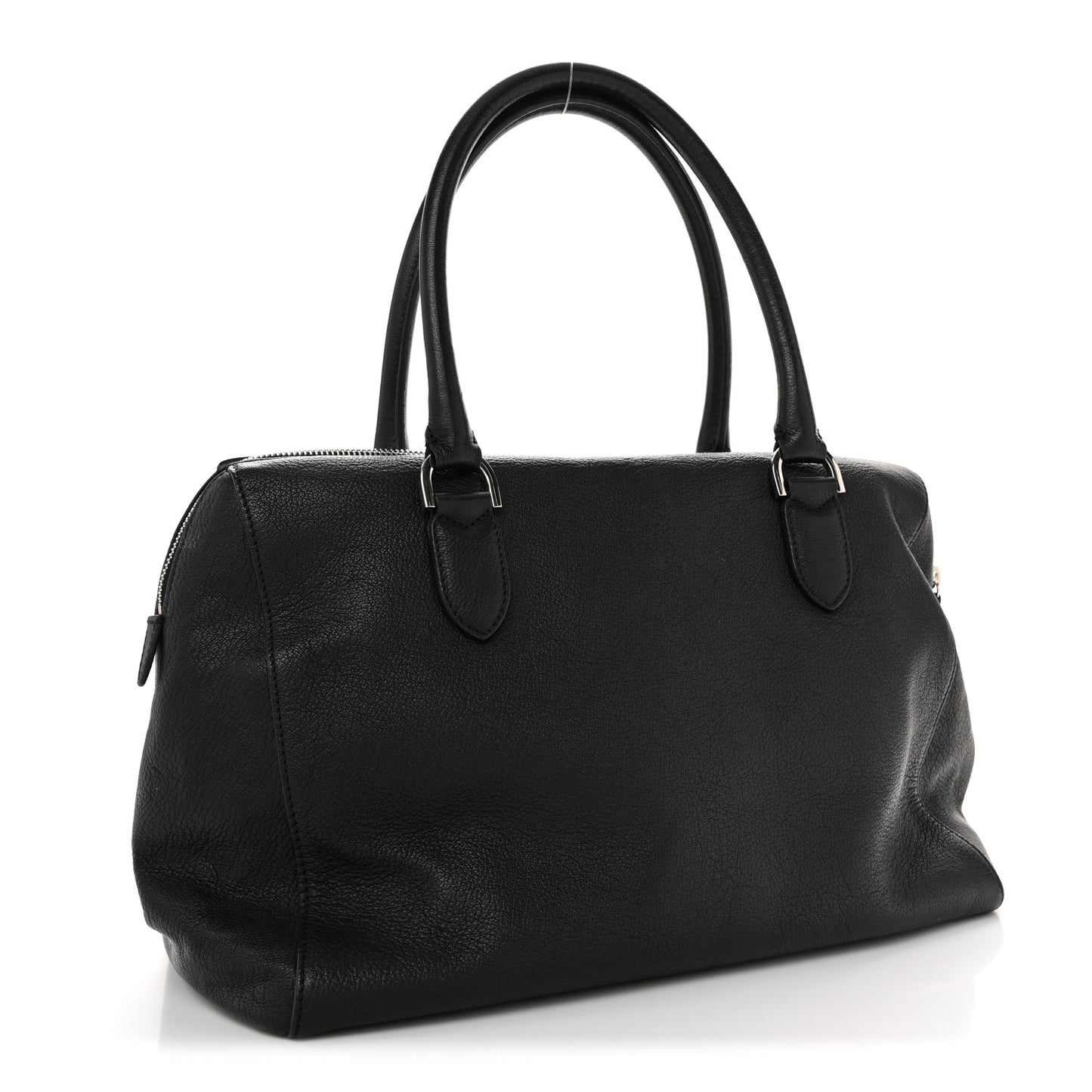 Glossy Goatskin Medium Del Rey Satchel Black