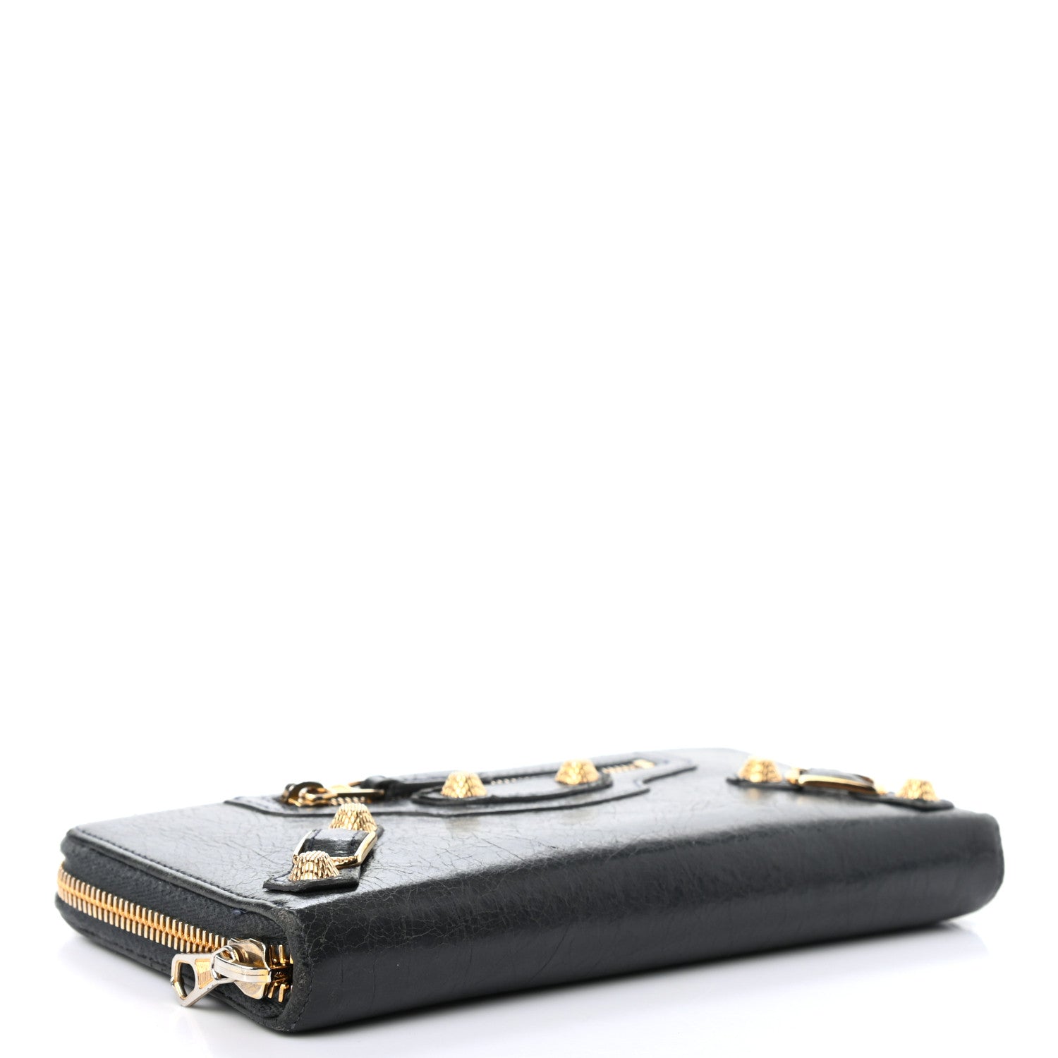 Balenciaga Agneau Giant 12 Gold Hardware Continental Zip Around Wallet Anthracite 4 of 8
