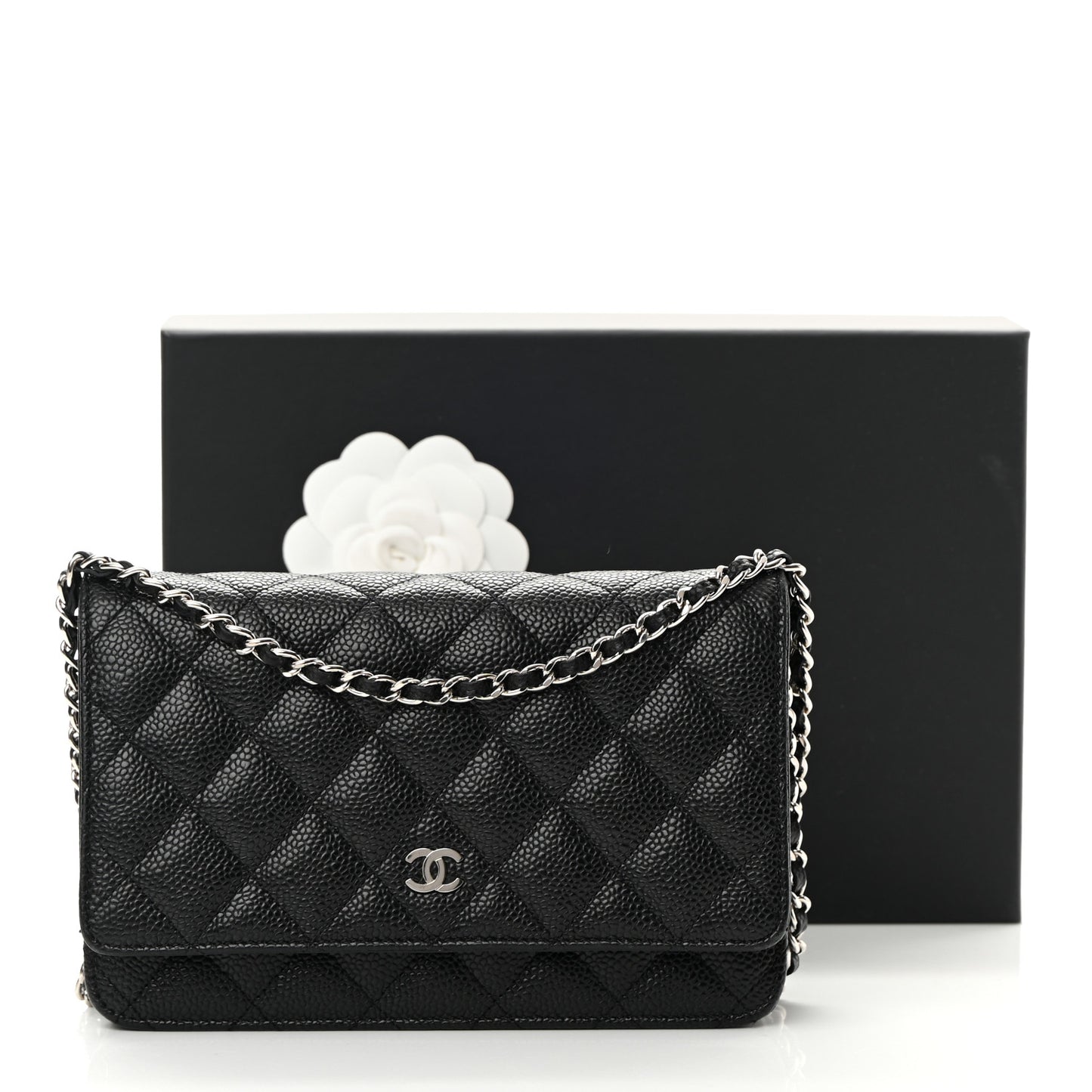 Caviar Quilted Wallet On Chain WOC Black