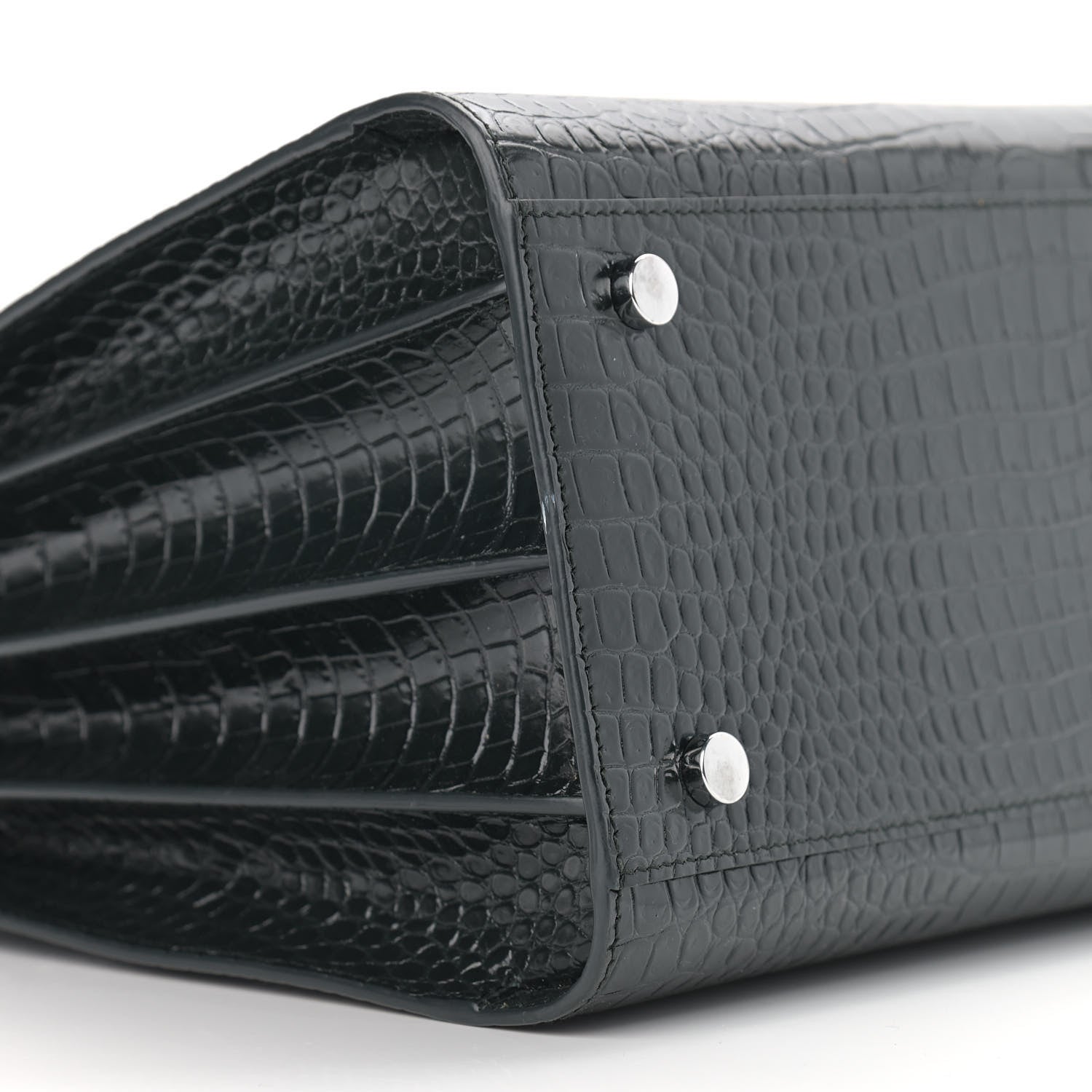 Saint Laurent Patent Crocodile Embossed Small Sac de Jour Black 8 of 9