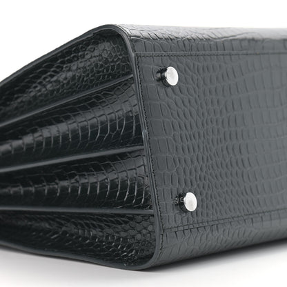 Saint Laurent Patent Crocodile Embossed Small Sac de Jour Black 8 of 9
