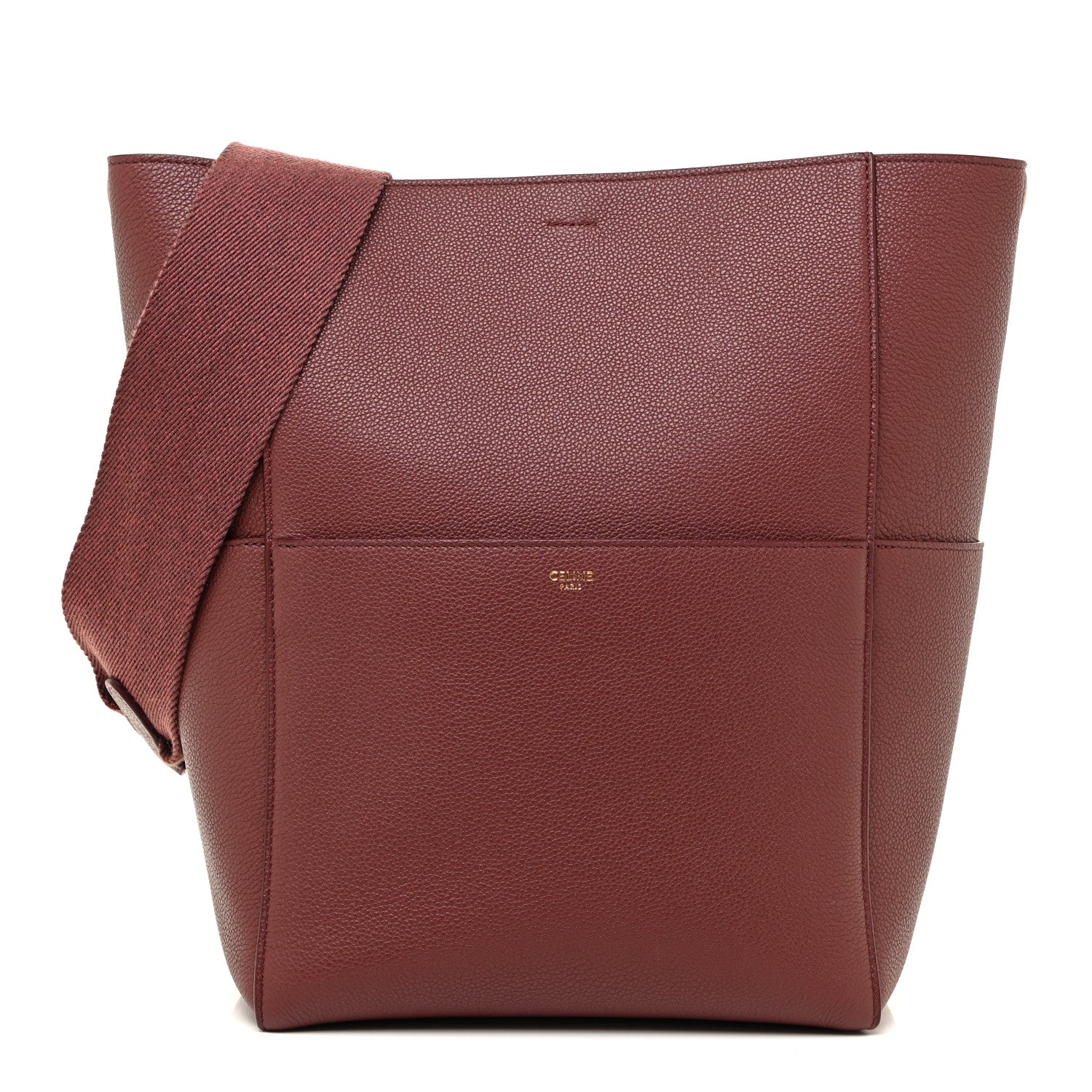 Celine Soft Grained Calfskin Sangle Bucket Bag Red 1 of 15
