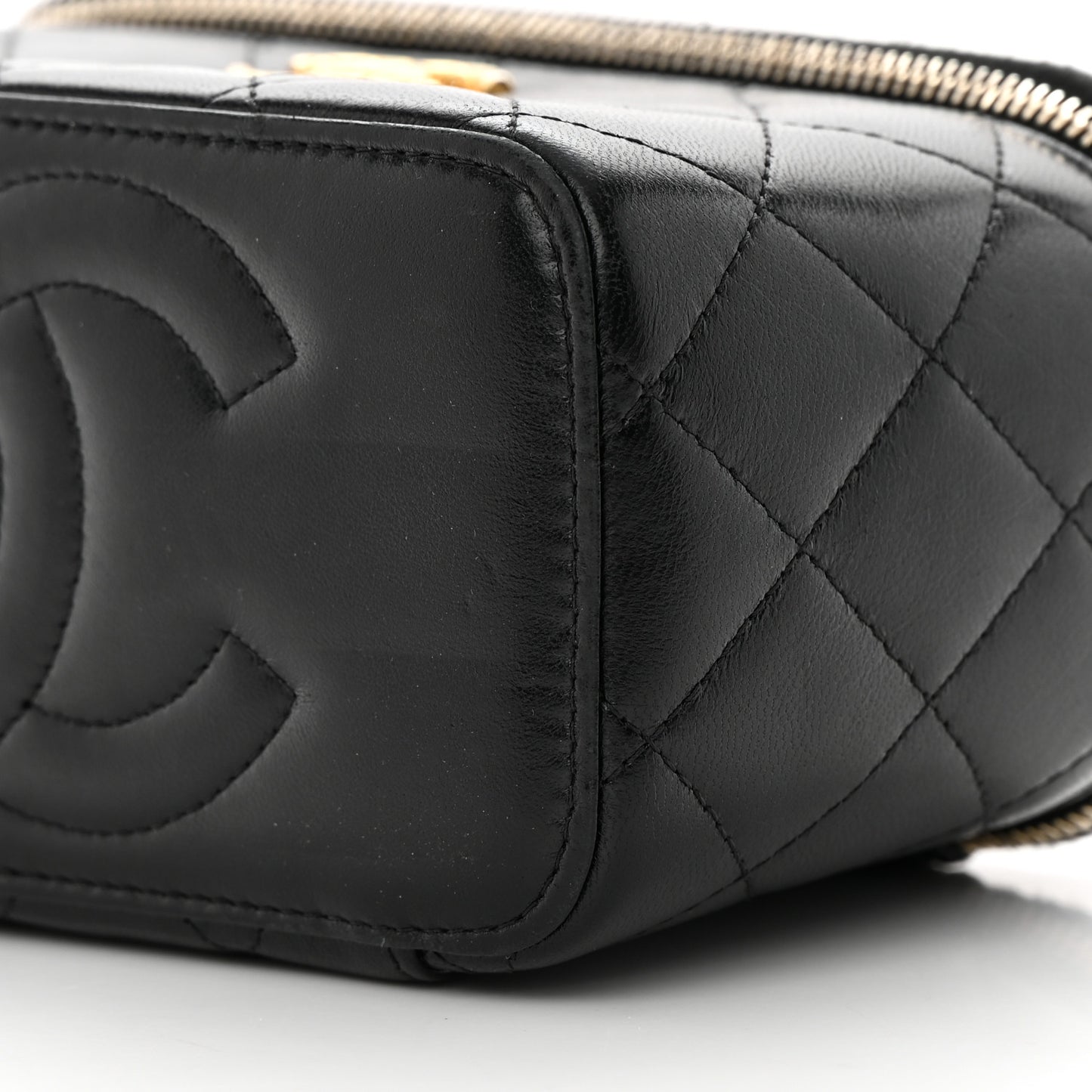 Lambskin Quilted Small CC Dynasty Vanity Case With Chain Black