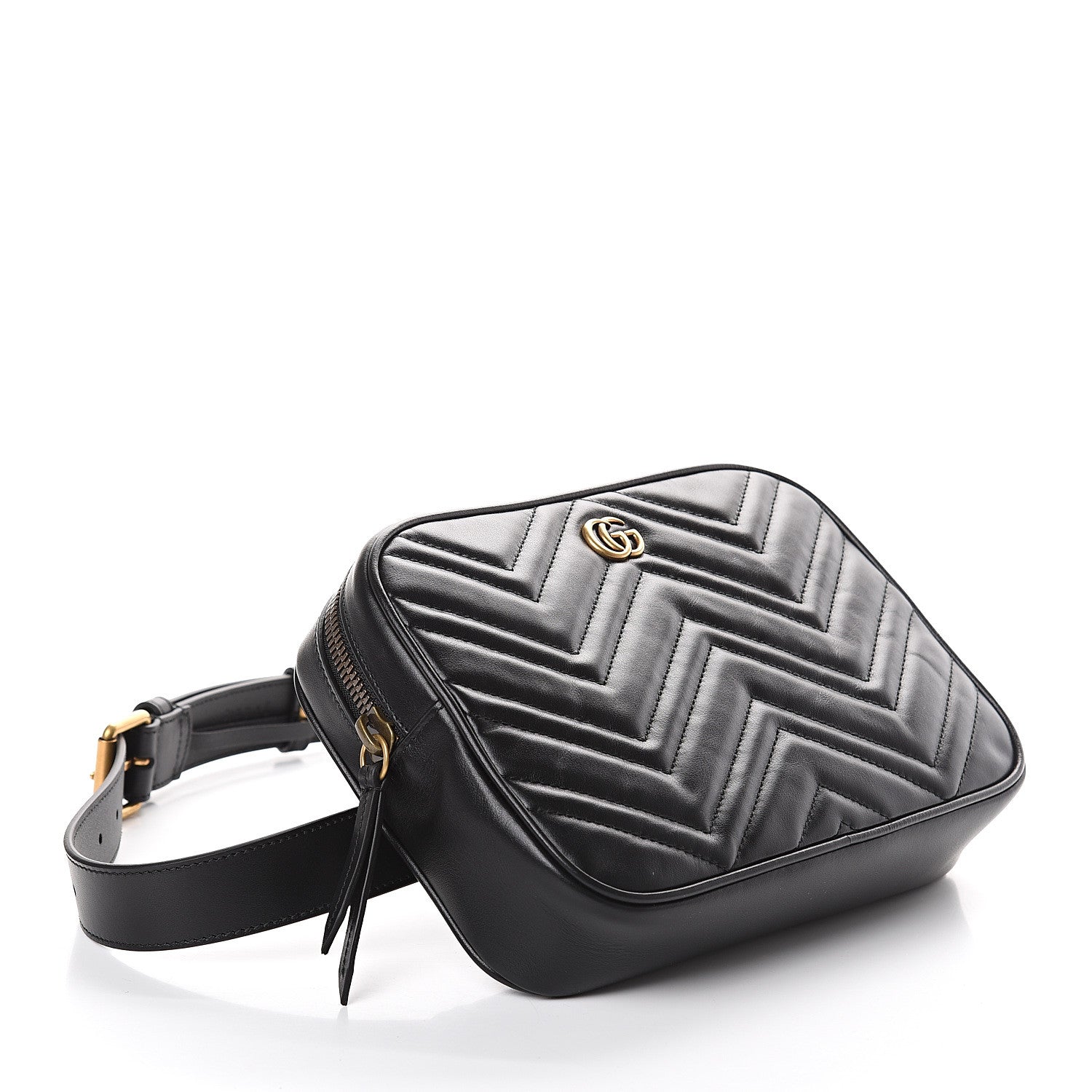 Gucci Calfskin Matelasse Mens GG Marmont Belt Bag 90 36 Black 3 of 8