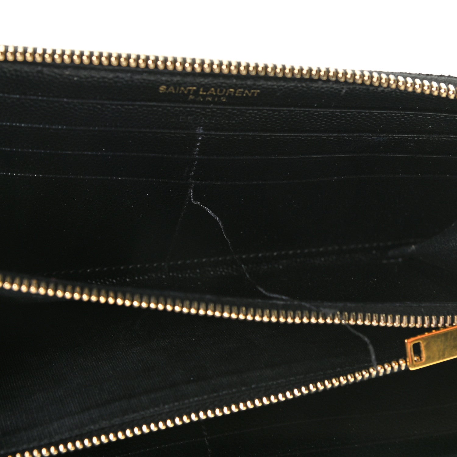 Saint Laurent Grain De Poudre Matelasse Chevron Monogram Zip Around Wallet Black 7 of 8