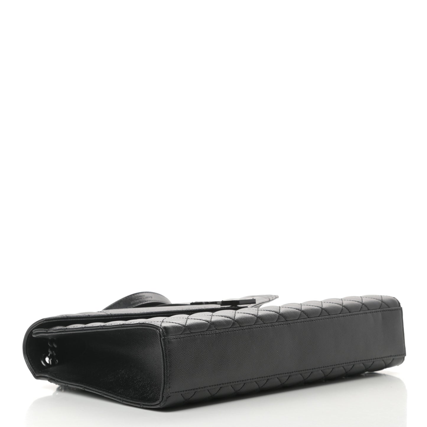 Grain De Poudre Textured Mixed Matelasse Large Triquilt Monogram Monochrome Satchel Black