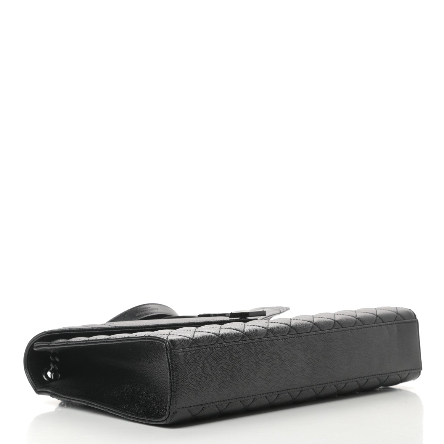 Saint Laurent Grain De Poudre Textured Mixed Matelasse Large Triquilt Monogram Monochrome Satchel Black 4 of 13