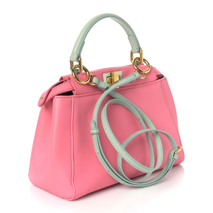 Fendi Nappa Colorblock Mini Peekaboo Iconic Satchel Rosa Fluo Oxigen Slate 3 of 10
