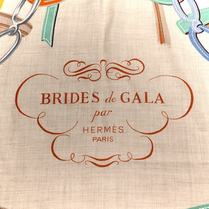 Hermes Silk Cashmere Brides De Gala Applique Pique Shawl 140 Beige Naturel Jaune 2 of 6